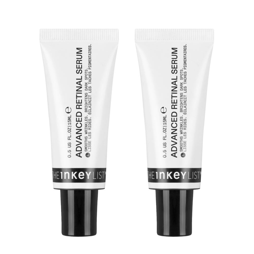 Two tubes of The Inkey List Advanced Retinal Serum on a white background