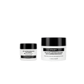 Two skincare jars from The Inkey List on a plain white background: a smaller white jar with a black lid labeled Bio-Active Ceramide Eye Cream, and a larger white jar with a black lid labeled Bio-Active Ceramide Repairing and Plumping Moisturizer.