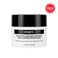 A white cosmetic jar with a black lid from The Inkey List, featuring a red Allure Best of Beauty Award Winner badge in the top right corner.