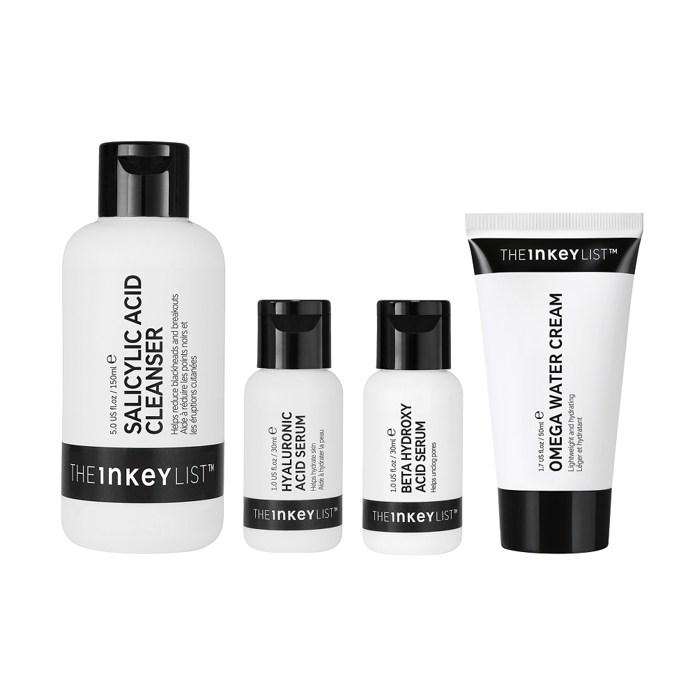 Set of skincare products from The Inkey List on a white background
